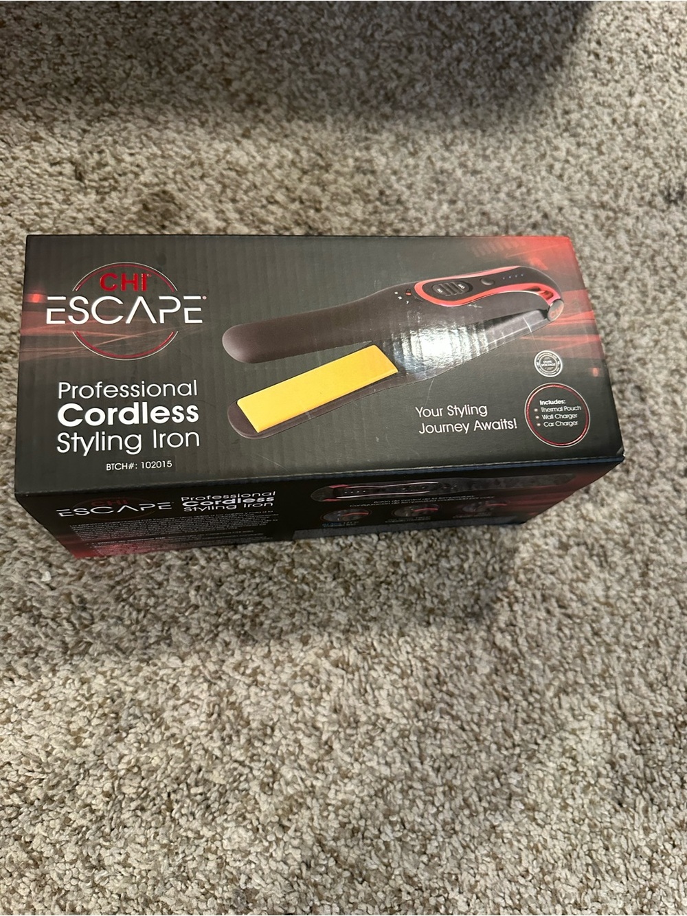 CHI Escape Professional Cordless Styling Iron - Black with Yellow Plates